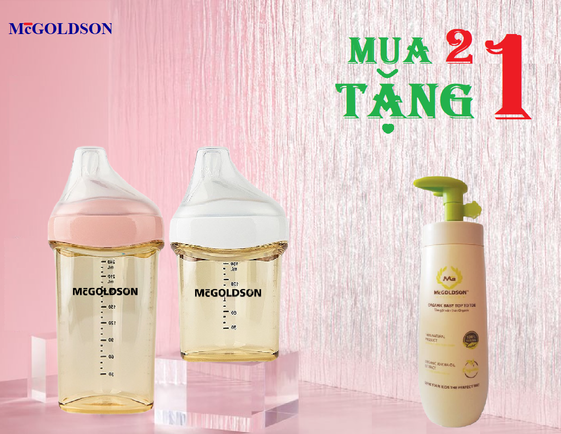 Combo Bình sữa đa năng RICHKID-McGOLDSON PPSU Plus (6 in 1) dung tích bất kỳ - tặng 1 chai sữa tắm Organic - Combo 1 bình 150ml &amp; 240ml