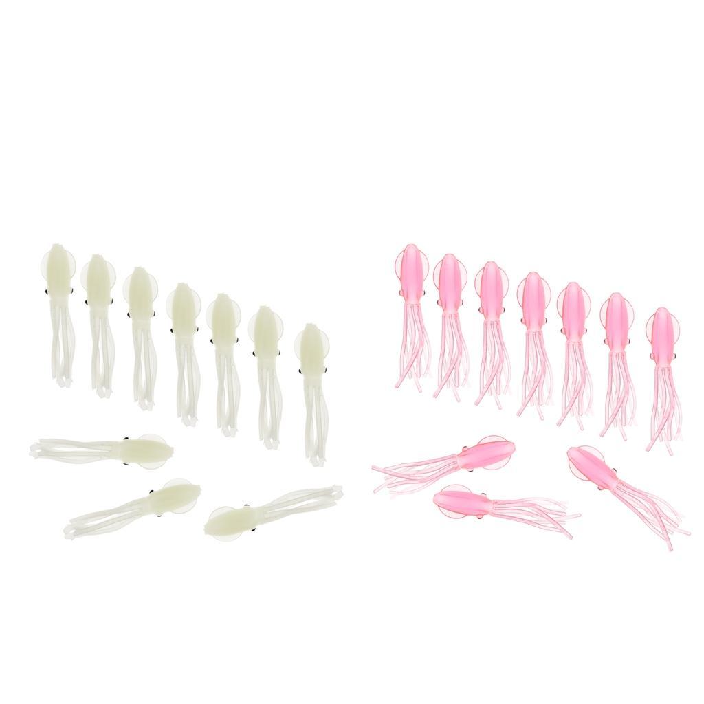 2x 10pcs Squid Fishing Lures, Luminous Squid Skirts Lures Bass Bait Crankbait for Saltwater Freshwater