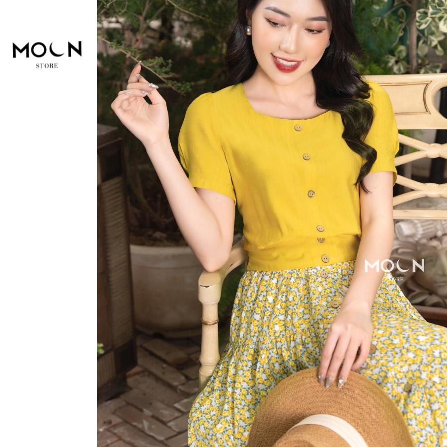 Áo sơ mi nữ cổ vuông chất đũi trẻ trung mát mẻ MA144 MOON STORE