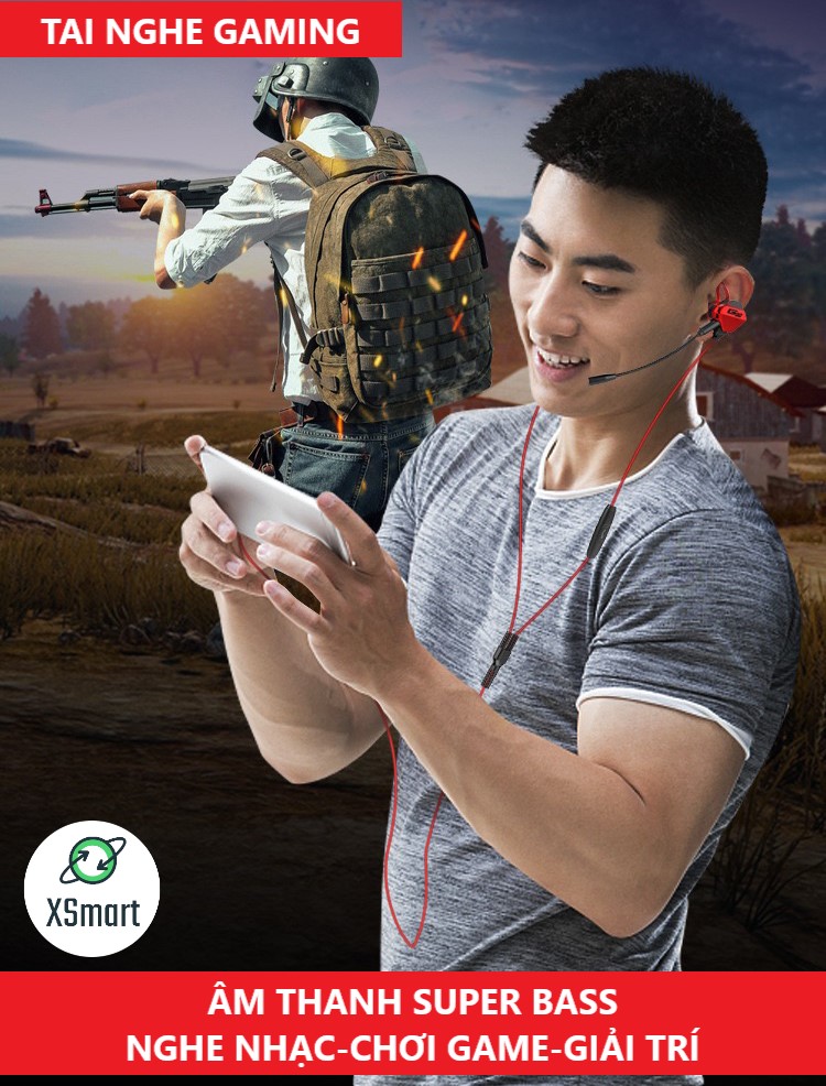 Tai Nghe Nhét Tai Chống Ồn Gaming XSmart G10 Cao Cấp Siêu Ngầu Dùng Cho Cả Máy Tính, Điện Thoại, Có Mic Rời, Tặng Bộ Phụ Kiện - Hàng Chính Hãng