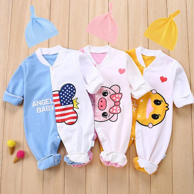 Body Liền Thân Dài Tay Hình Thú Thu Đông Dễ Thương Chất Cotton Cho Bé Gái Bé Trai Từ 0-12 Tháng Tuổi