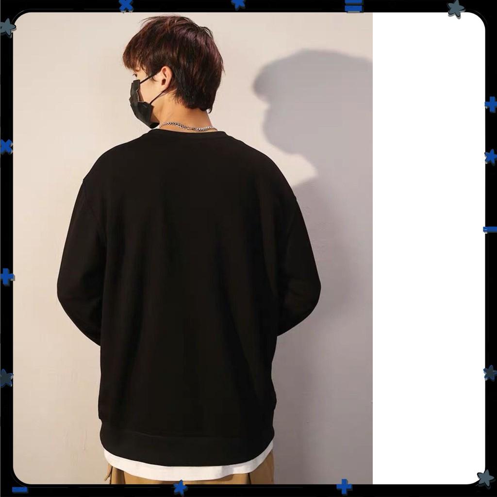 Áo Sweater Cổ Tròn Dài Tay NAM Nữ Màu Đen Chất Vải Nỉ Poly Hàng Freesize 1 Cỡ Rộng Dưới 65kg Mặc Vừa (Hoa Cúc )