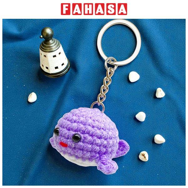 Móc Khoá Len Thủ Công Hình Cá Heo - Màu Tím