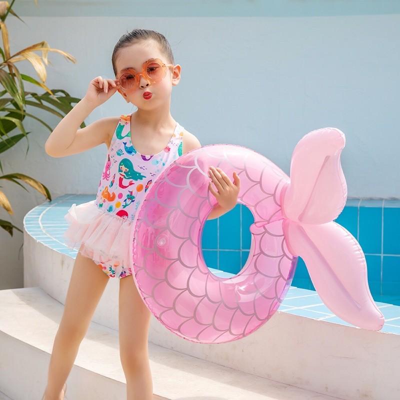 Phao Bơi Tiên Cá Chống Lật An Toàn Cho Bé Từ 0-8 Tuổi Kèm Bơm