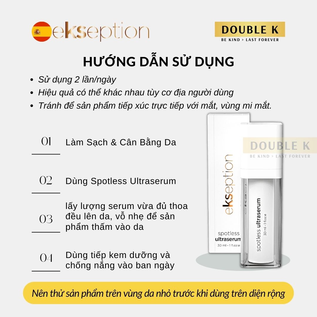 ekseption Spotless UltraSerum - Tinh Chất Sáng Da, Mờ Thâm Sạm Nám; Mờ Vùng Da Tăng Sắc Tố - Double K