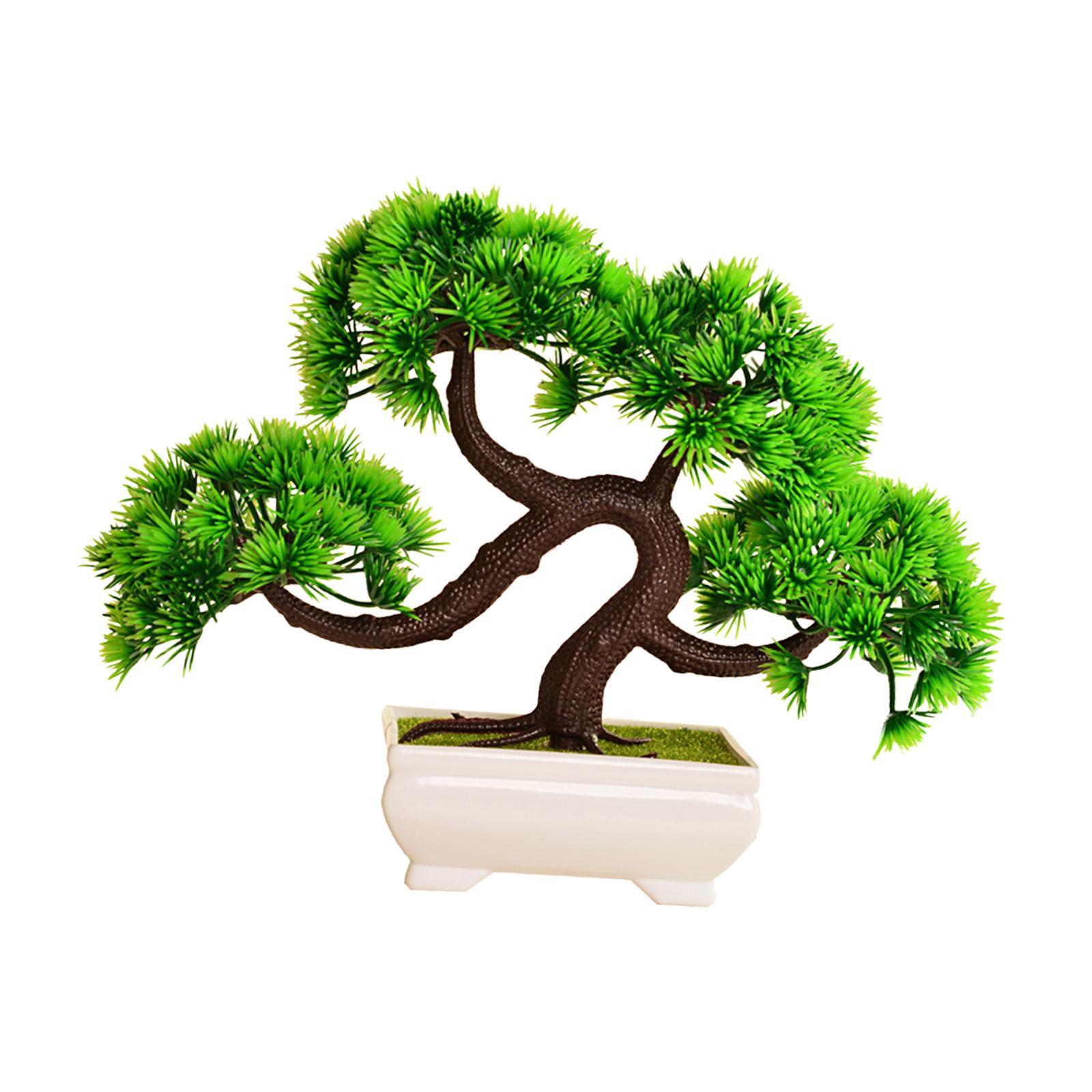 Artificial Bonsai Tree Greenery Faux Potted Plant for Home Office Table
