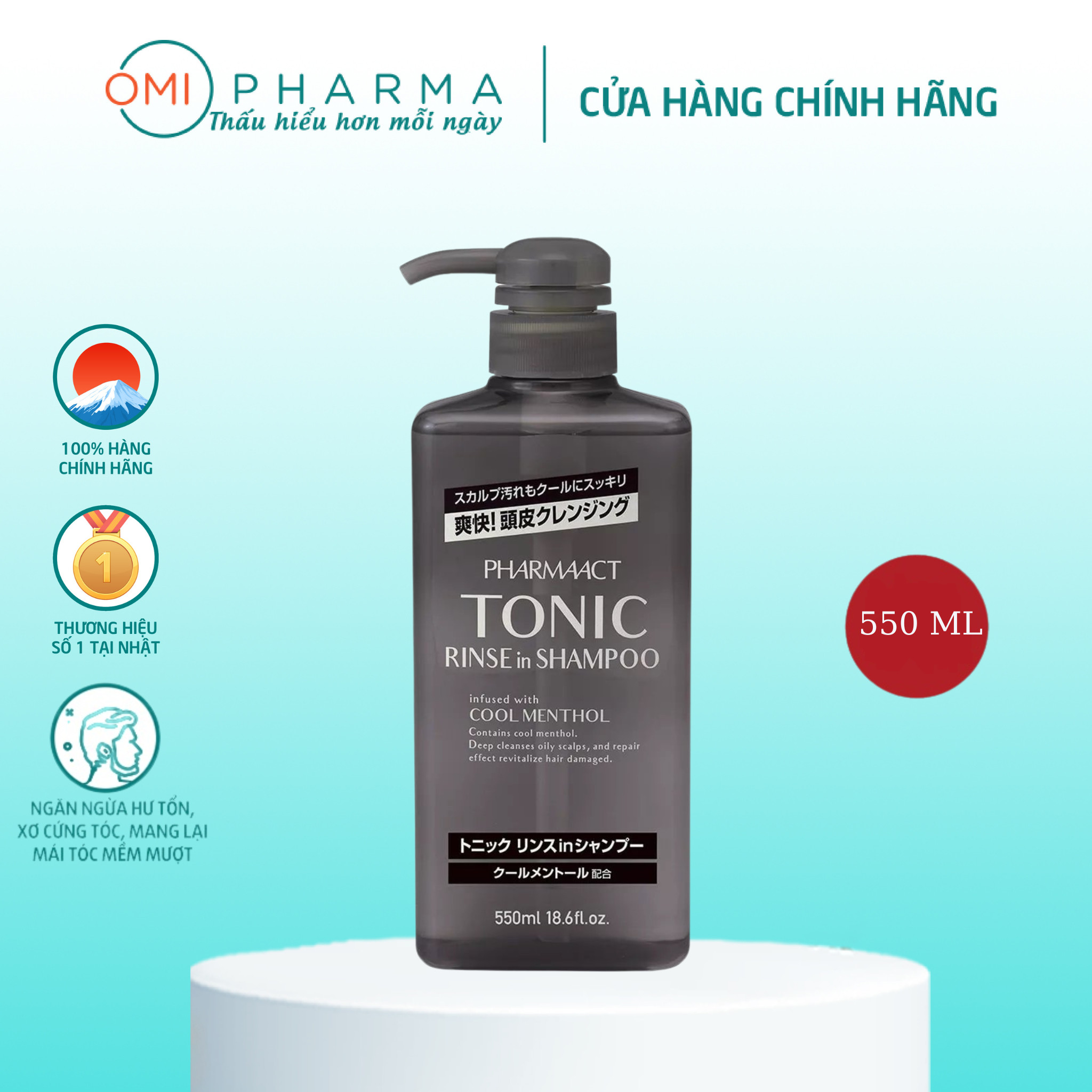 Dầu Gội Xả 2in1 Bạc Hà Mát Lạnh cho Nam PharmaAct Tonic Rinse In Shampoo 550ml(New)