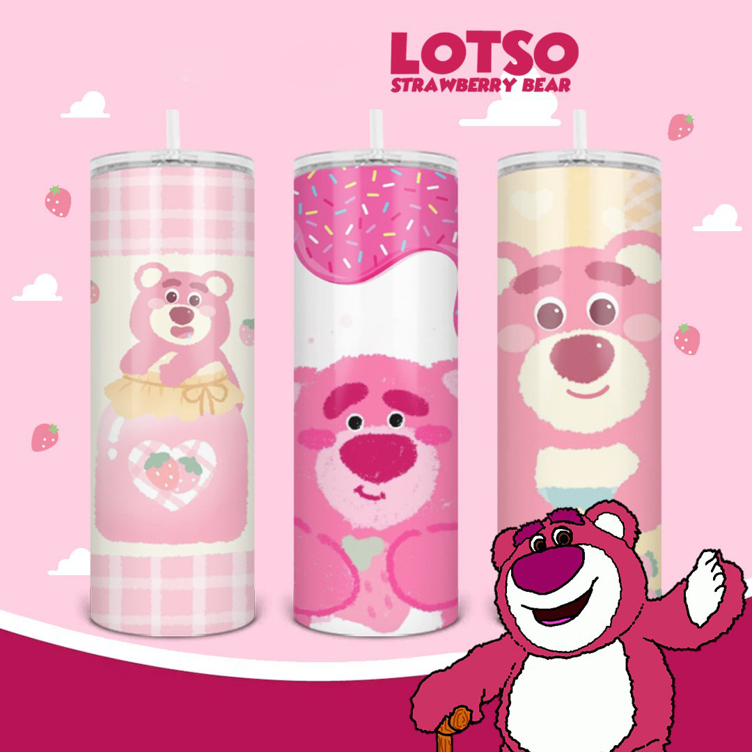 Bình Giữ Nhiệt Gấu Dâu Lotso - Ly Giữ Nhiệt Gấu Dâu Lotos - Cốc Giữ Nhiệt Gấu Dâu Lotso - 600ml - Inox 304 - Có Ống Hút