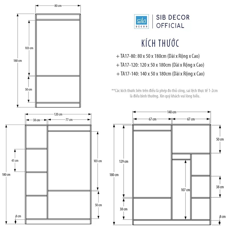 Tủ Quần Áo Đơn Giản SIB Decor Màu Trắng Phối Walnut