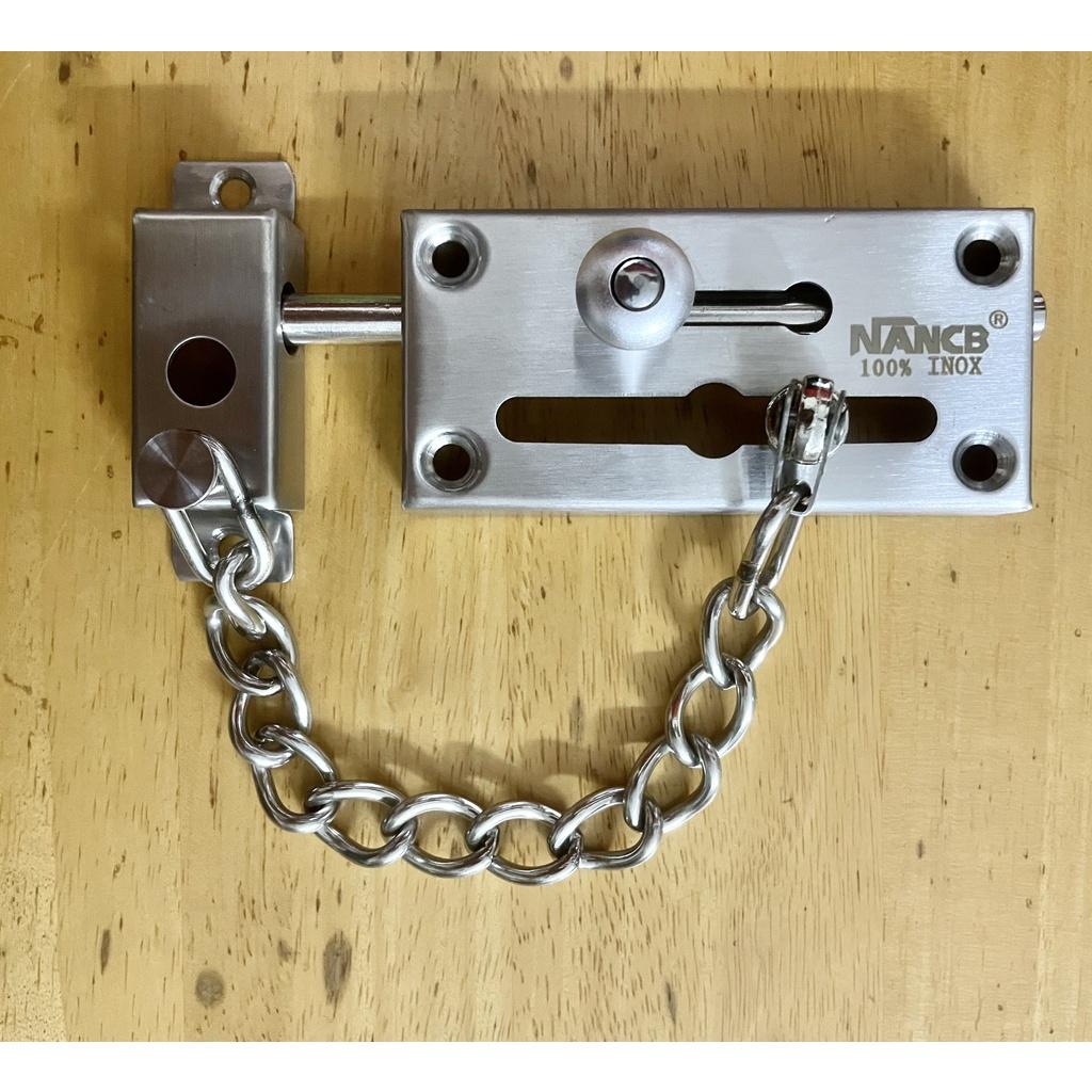 Chốt cửa dây xích an toàn inox 304 Nancb