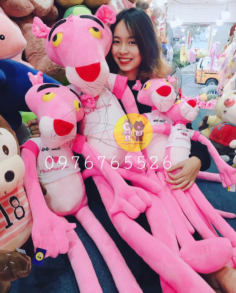 Gấu bông báo hồng Pink Panther – Quà tặng thú nhồi bông siêu dễ thương – Nhiều size từ 60 đến 130 cm – Gối ôm cho bé ngủ ngon