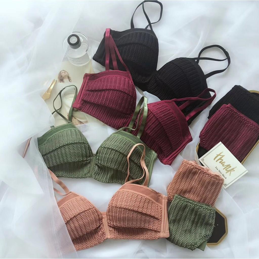 Set đồ lót nữ ️️ Bộ Đồ Lót Spice Girl Ren Đan - Áo Lót Nâng Ngực Thông Hơi Không Gọng