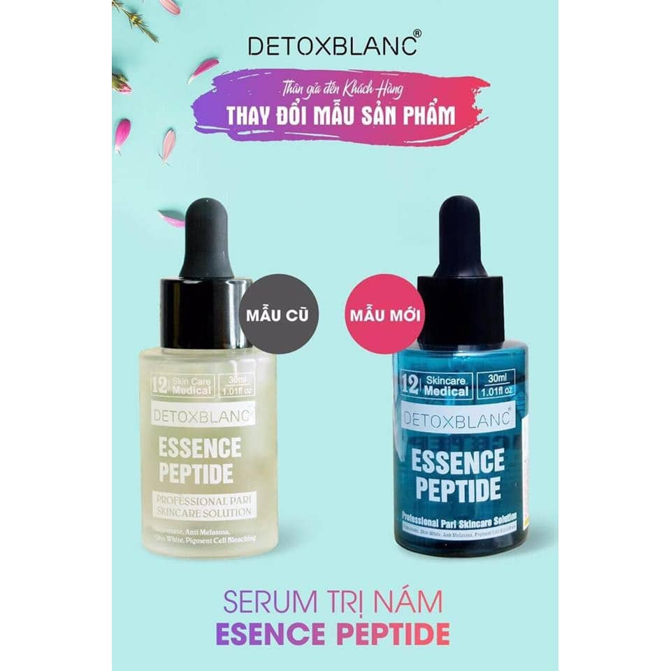 Serum detox blanc ESENCE PEPTIDE giảm nám tàm nhan hiệu quả( mẫu xanh có tem check) + tặng kèm hoa tai ngọc trai cực xinh