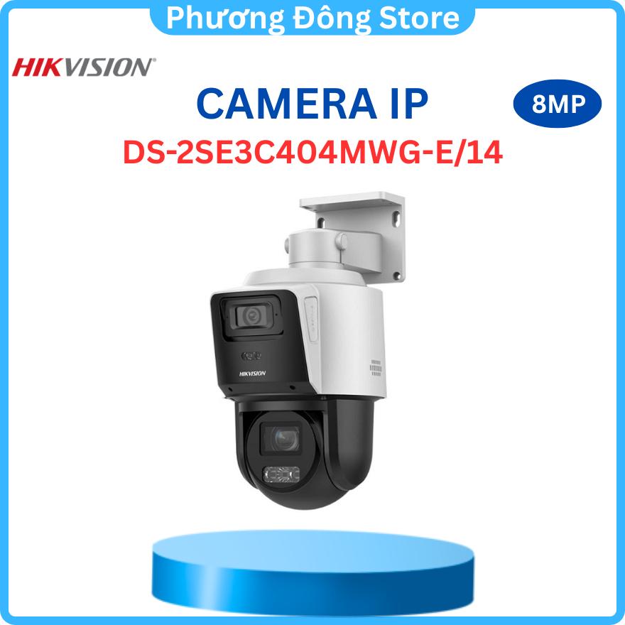 Camera IP 2 mắt Hikvision 8MP DS-2SE3C404MWG-E/14 Nhìn đêm rõ nét, zoom quang 4x, quay quét 360 độ - Hàng chính hãng