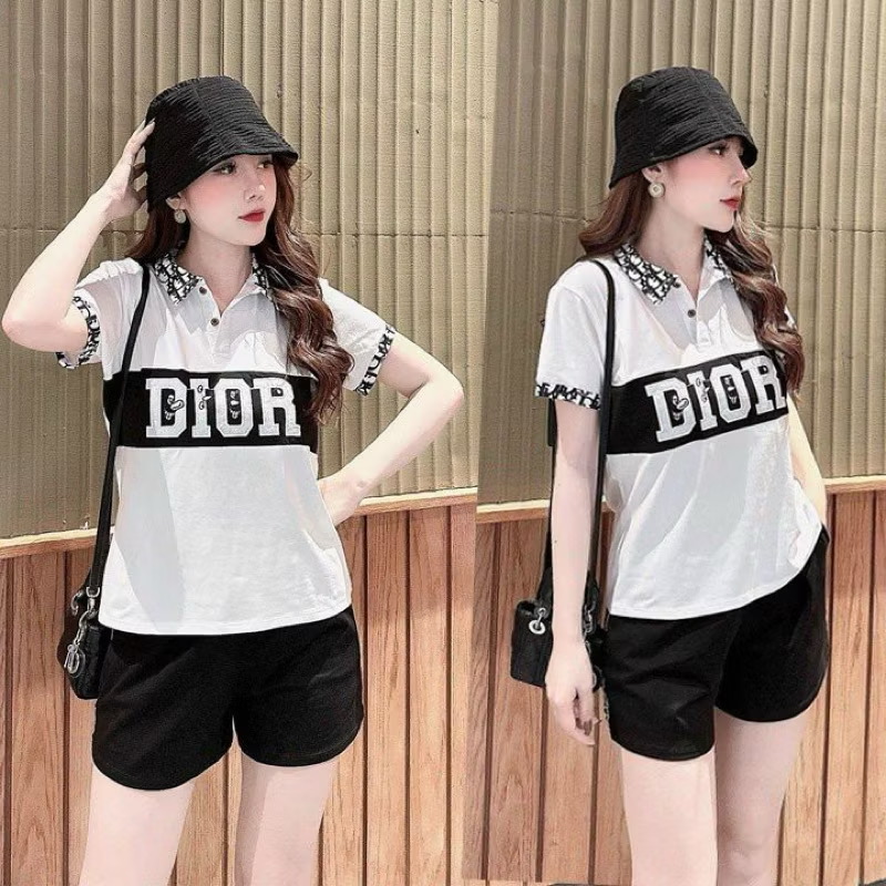 Bộ Đồ Thun Cotton Tay Ngắn Quần Ngắn Cổ Sơmi Đơn Giản