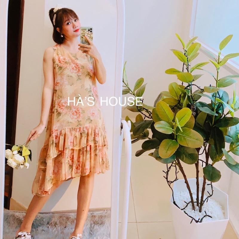 Đầm babydoll đuôi cá voan tơ hoa dễ thương