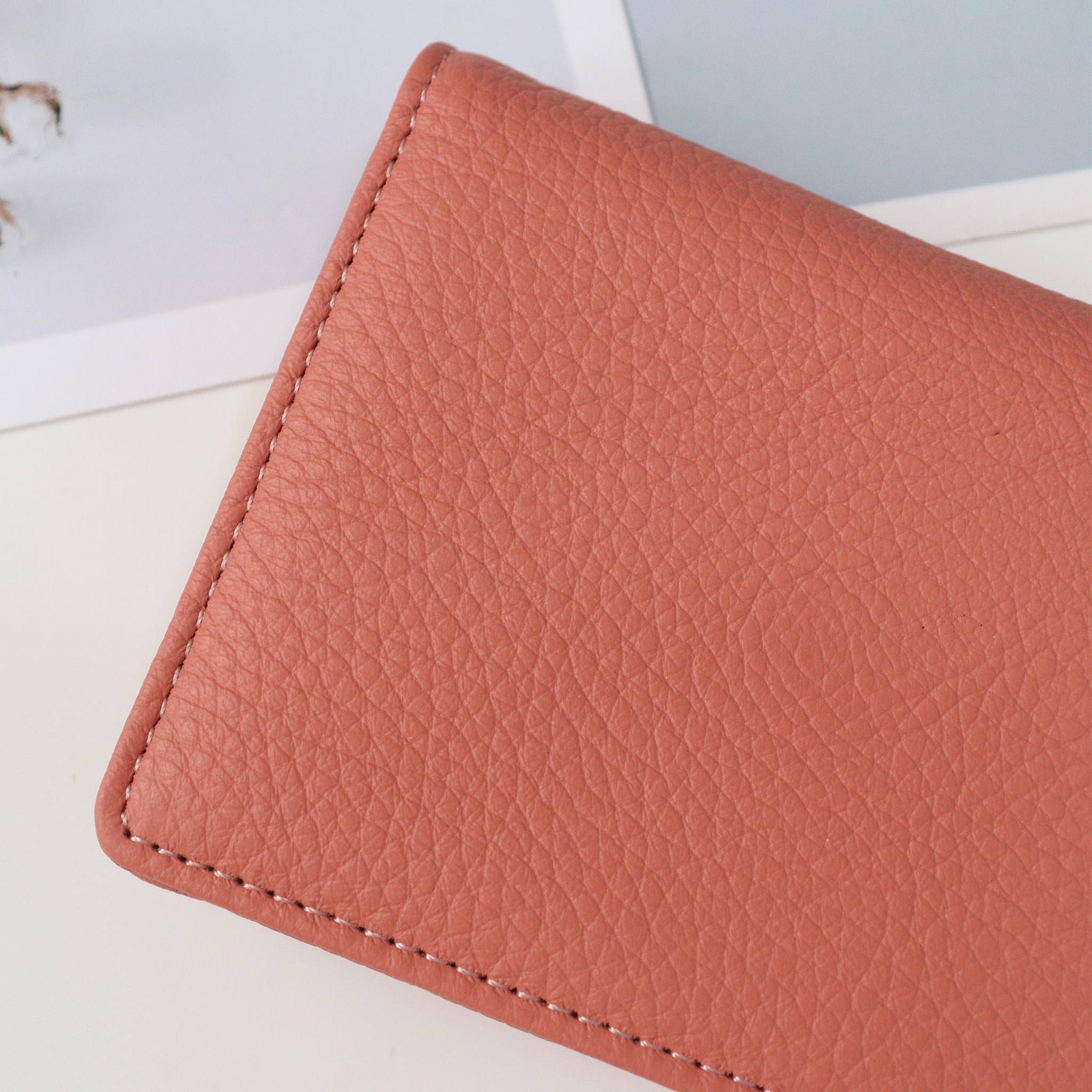 Ví nữ gấp mini da bò trơn Pink Ohara
