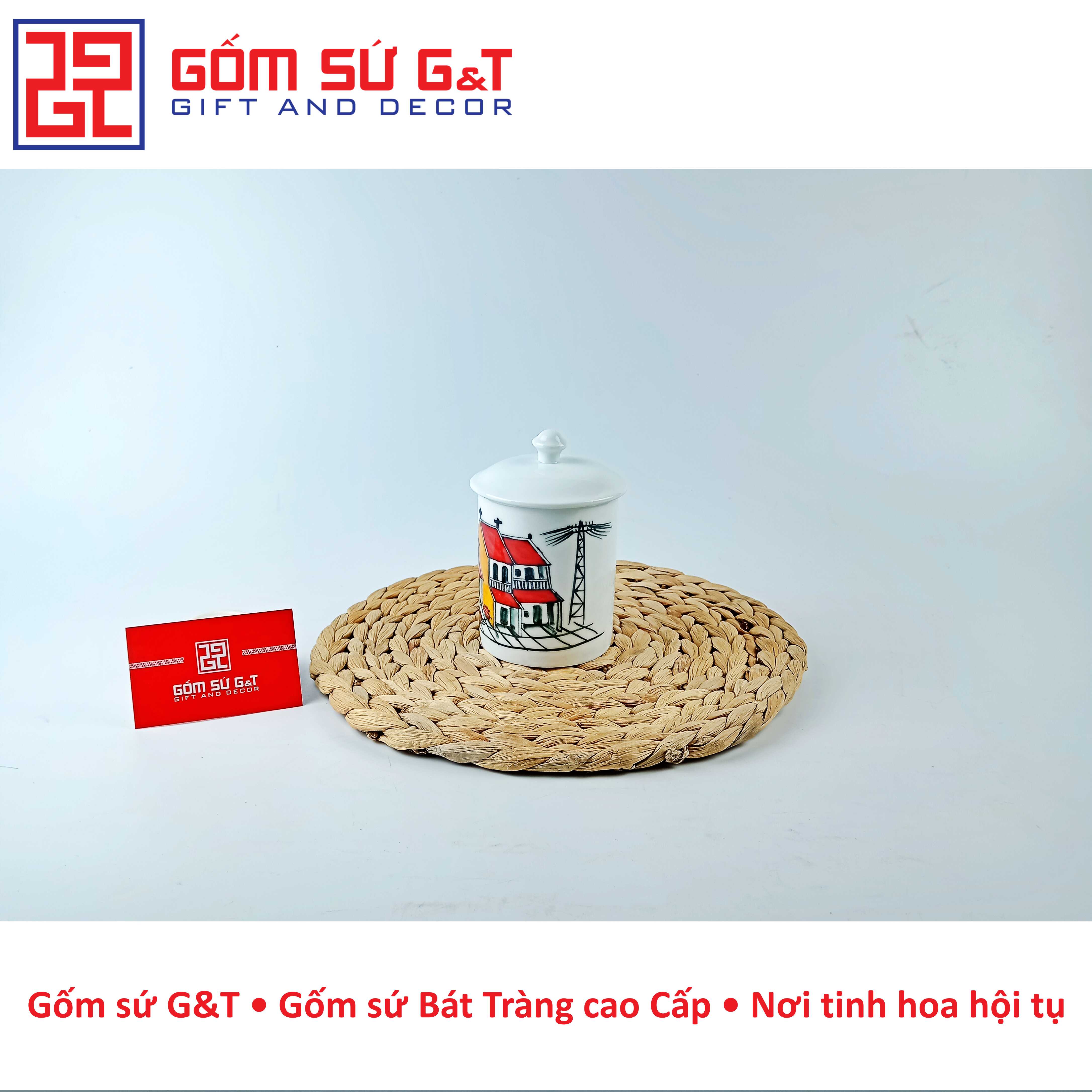 Cốc quai C vẽ cảnh Hà Nội Gốm Sứ G&amp;T