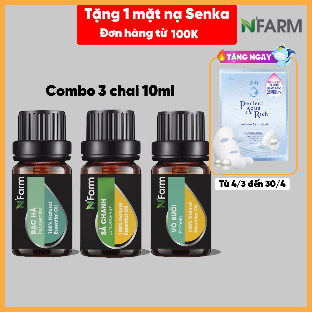 Combo 3 Tinh Dầu N'Farm: Tinh Dầu Sả Chanh , Tinh Dầu Bưởi , Tinh Dầu Bạc Hà Nguyên Chất / Tinh Dầu Thiên Nhiên Nguyên Chất, Tinh Dầu Xông Phòng, Thích Hợp Dùng Với Đèn Xông Và Máy Khuếch Tán Tinh Dầu.