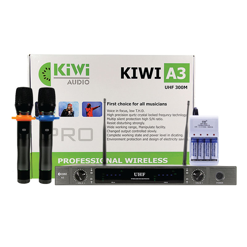 Micro không dây KIWI A3 tặng Bộ Pin Sạc Doublepow- Hàng chính hãng