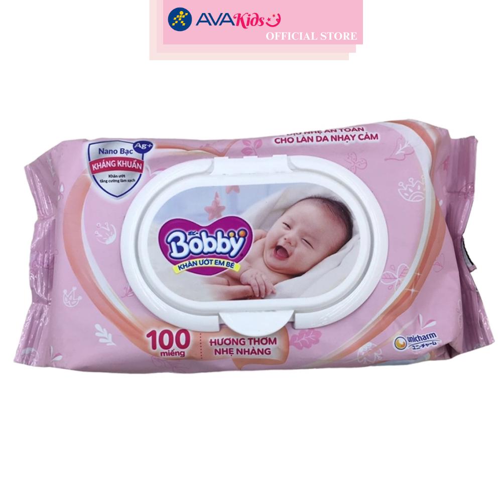 Khăn ướt em bé Bobby hương thơm nhẹ gói 100 miếng
