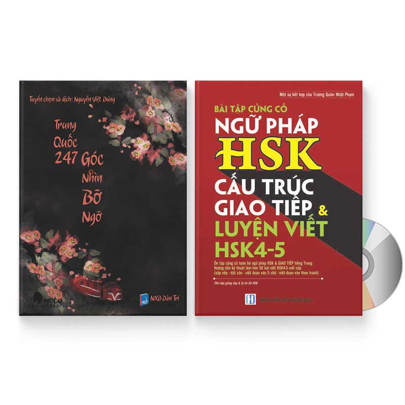 Combo 2 sách: Trung Quốc 247: Góc nhìn bỡ ngỡ (Song ngữ Trung - Việt có Pinyin) + Bài Tập Củng Cố Ngữ Pháp HSK – Cấu Trúc Giao Tiếp &amp; Luyện Viết HSK 4-5 kèm đáp án   + DVD quà tặng