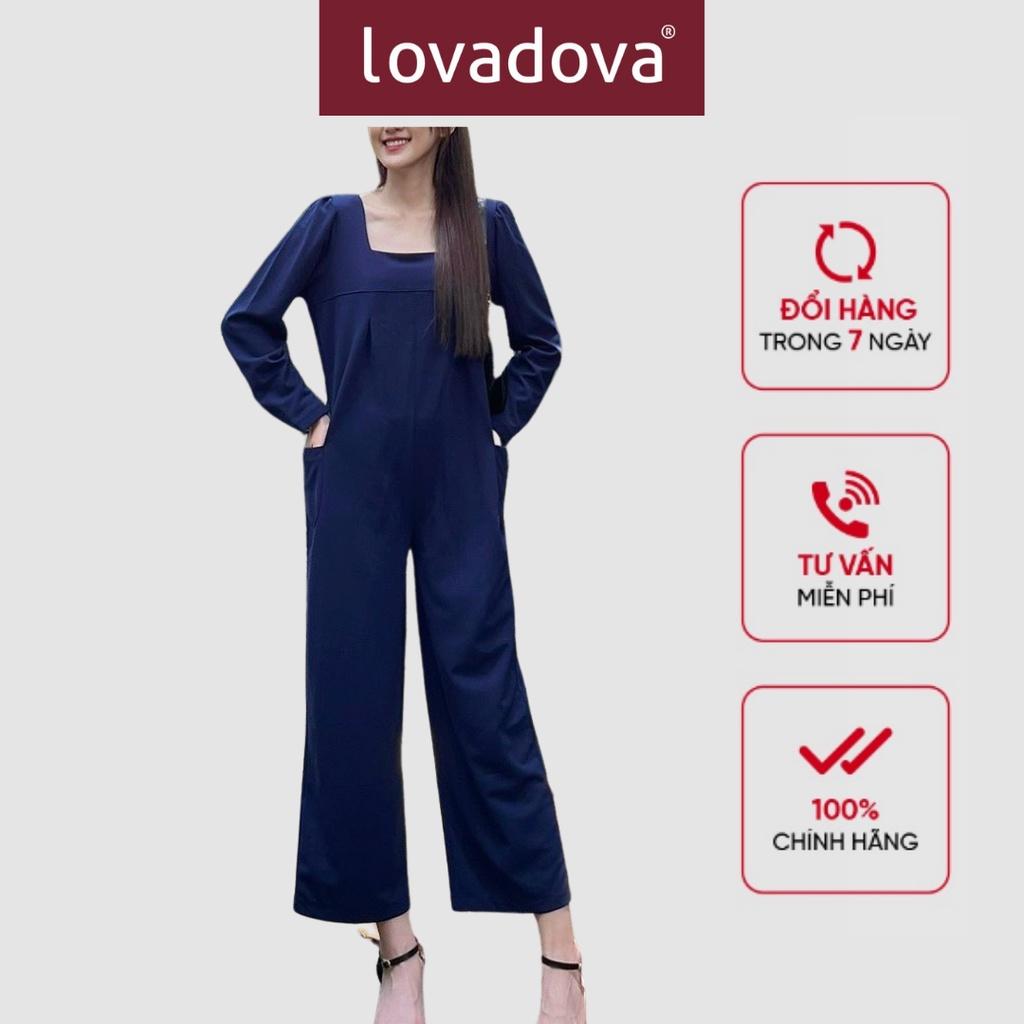 Jumpsuits, Dài Tay, Cách Điệu Túi Hai Bên, Màu Xanh Tím - Lovadova 21O12C005