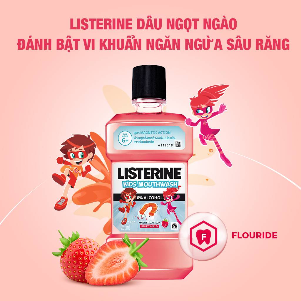 Nước Súc Miệng Listerine Kids dành riêng cho trẻ trên 6 tuổi 250ml -