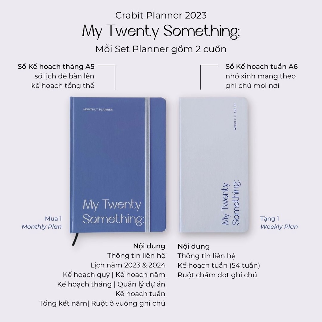 Sổ planner 2023 sổ kế hoạch 12 tháng Crabit Planner My Twenty Something