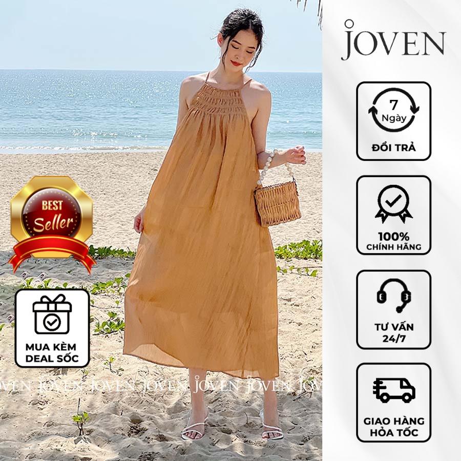 Đầm yếm maxi Shimmer sang chảnh lụa organza cao cấp JOVEN, thiết kế cổ nhún suông dáng dài, đi biển đi cafe đi tiệc