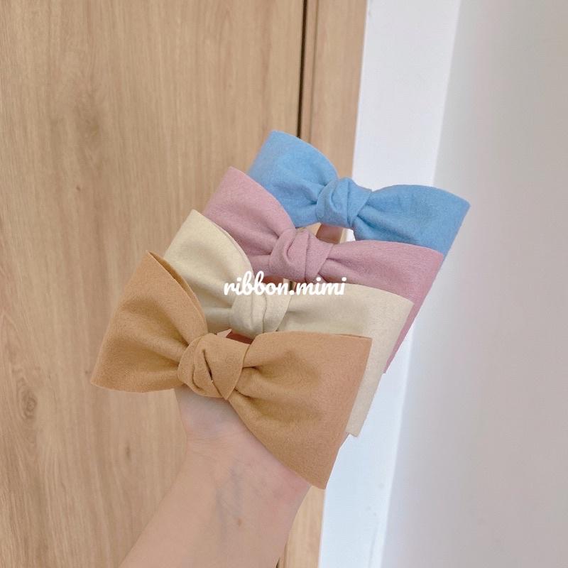 Kẹp Tóc Nơ Vải Nỉ Đơn Gỉan Handmade Vải Cao Cấp Ribbon.mimi Basic Lady cột / kẹp