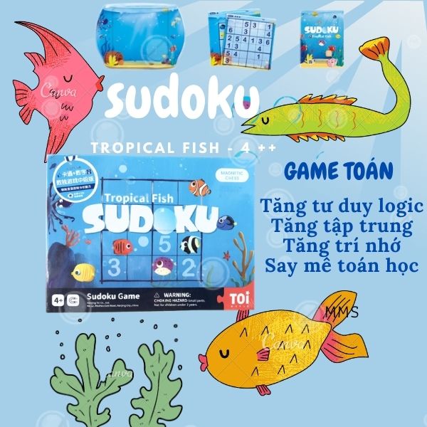 rò Chơi Ô Chữ Trí Tuệ Sudoku TOI Cho Bé 3 tuổi Biển Nhiệt Đới - Tropical Fish
