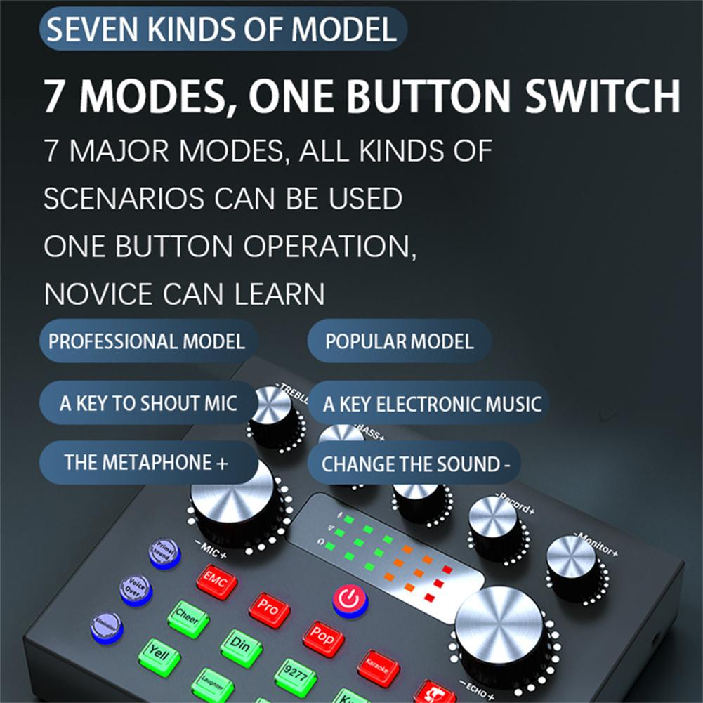 V8s Live Sound Card Set For Mixer Streaming Bluetooth-compatible Sound Effects Mixer Board Music Recording Broadcast Tool