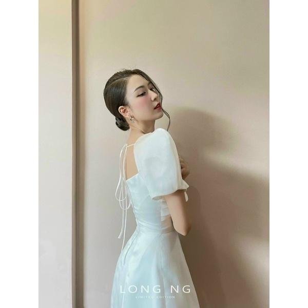 ĐẦM TRẮNG NGỰC XẾP LY TẦNG TAY PHỒNG