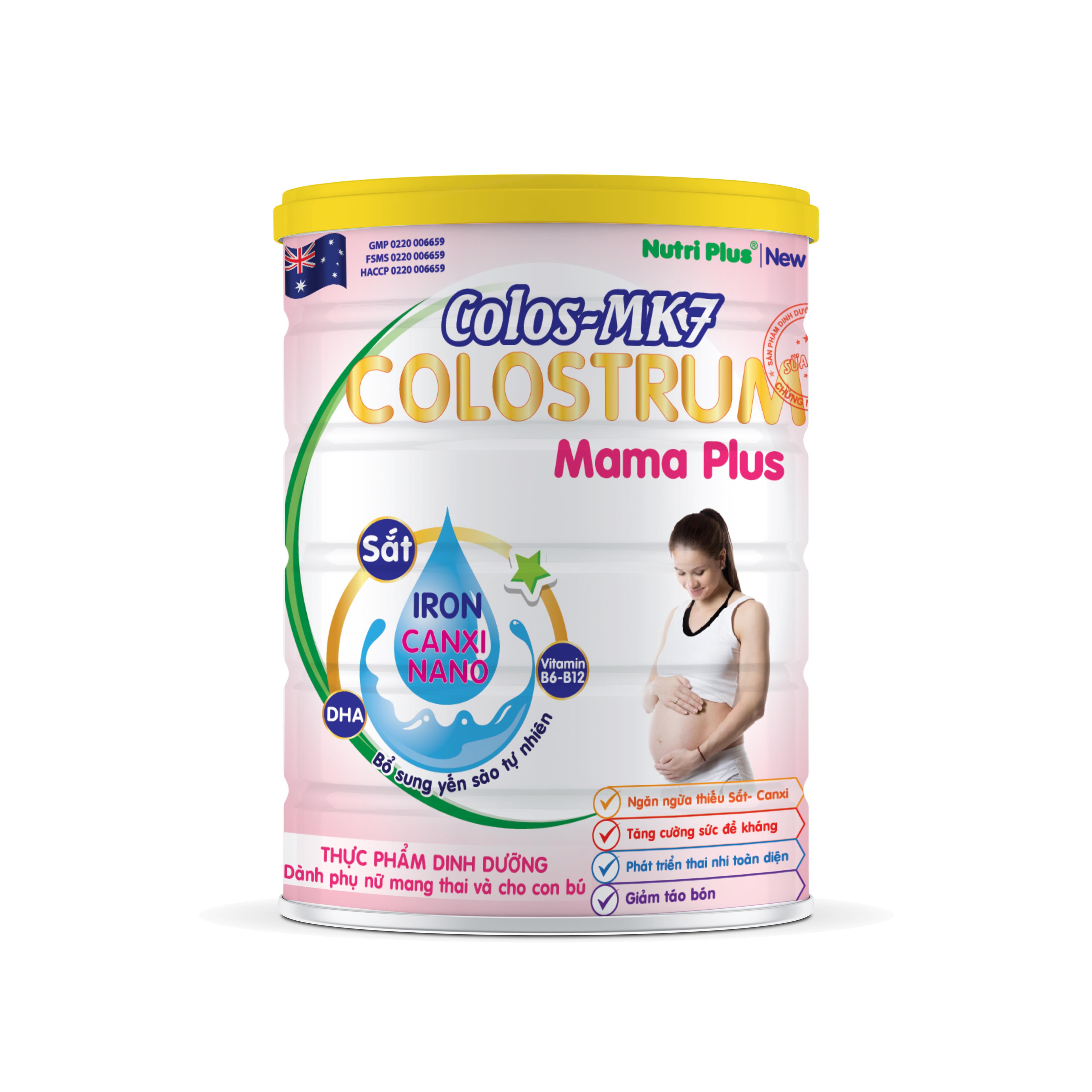 Sữa bột dinh dưỡng Colos Mk7 MAMA PLUS Dinh dưỡng đầy đủ và cân đối giúp mẹ và bé khỏe mạnh NUTRI PLUS-900G