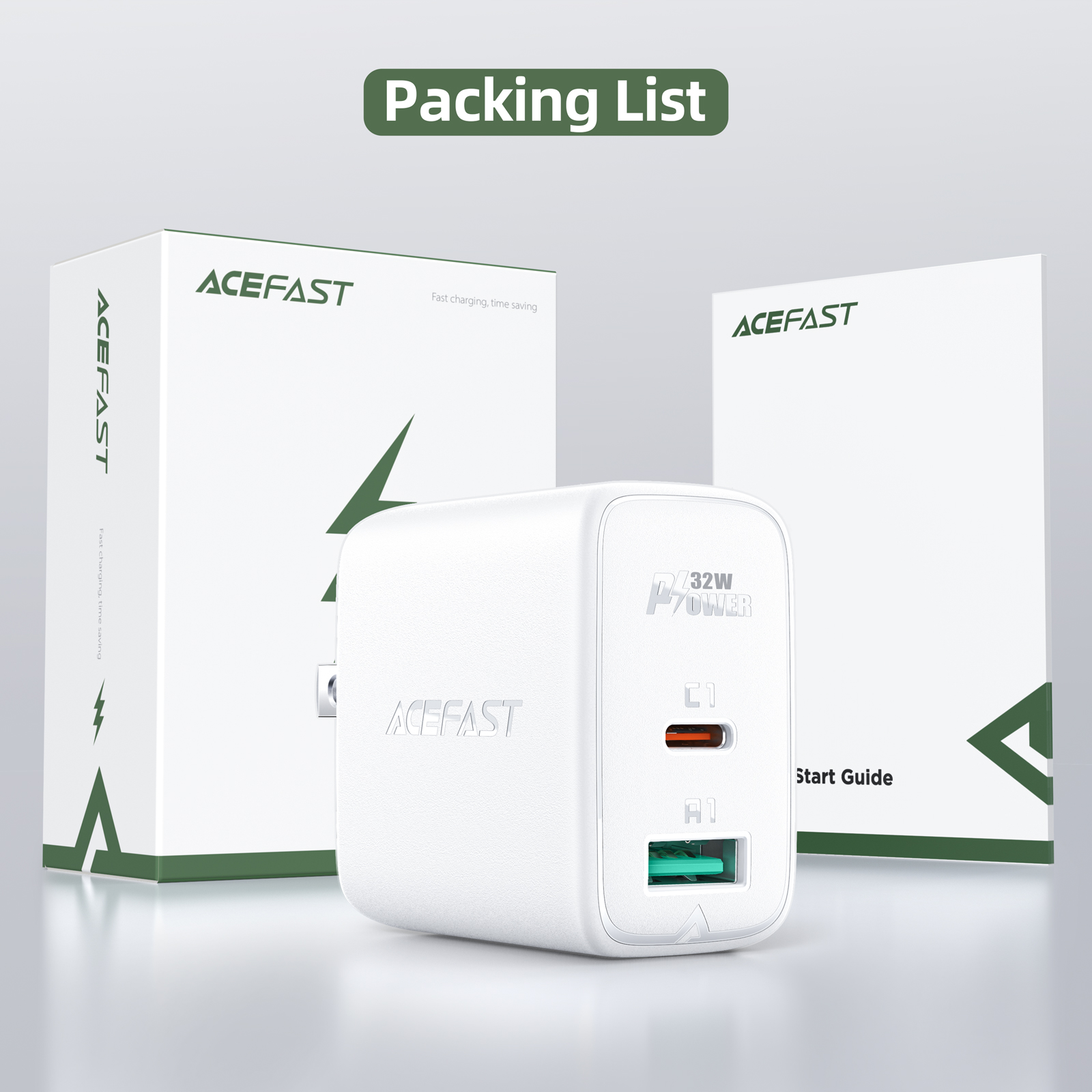 Sạc Acefast PD3.0 32W 2 cổng USB-C+USB-A - A7 Hàng chính hãng Acefast