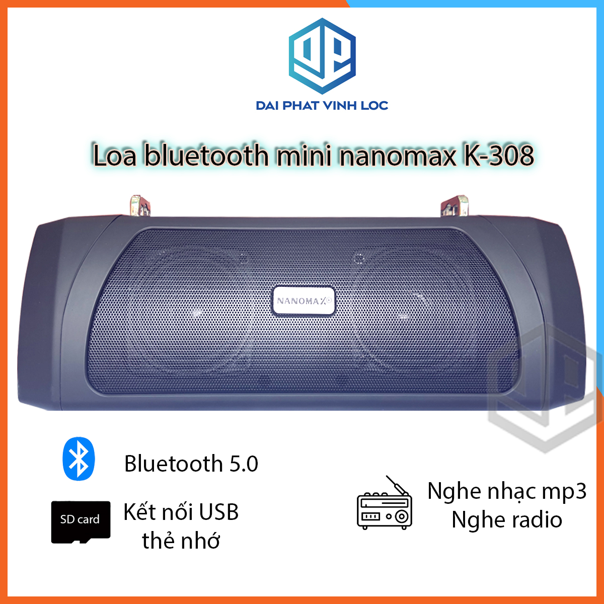 Loa Bluetooth Mini Nanomax K - 308 Cao Cấp Nghe Nhạc Đọc Usb Thẻ Nhớ Radio Hàng Chính Hãng