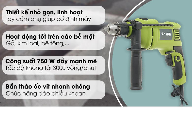 Máy khoan động lực điện 13mm Extol 401182 750W- Hàng chính hãng