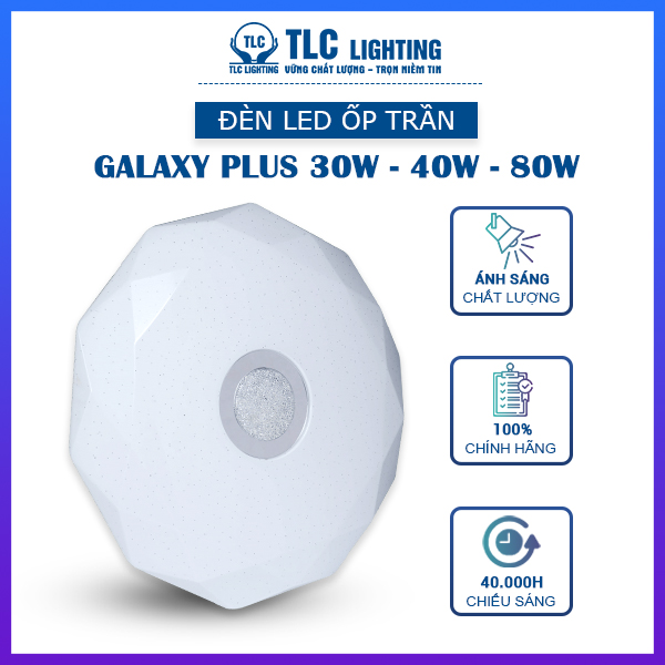 Đèn LED Ốp Trần Galaxy Plus 30W, 40W, 60W TLC Lighting - Công nghệ ECO tiết kiệm 50% điện năng tiêu thụ - Chip LED Bridgelux - Ánh sáng 3 màu