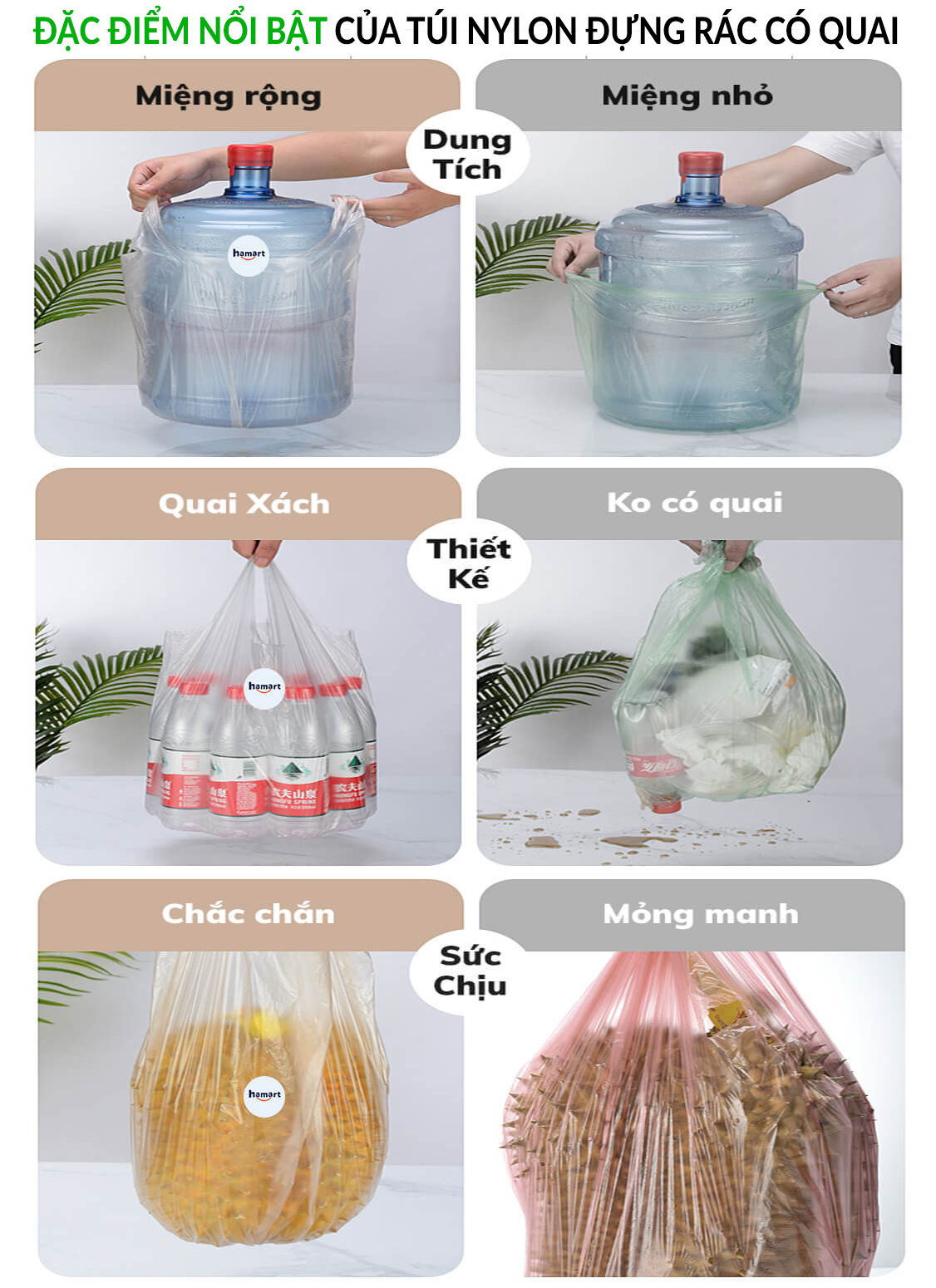 100 Túi Đựng Rác Văn Phòng Nylon Đen 5 Cuộn 150gr Túi Đựng Rác Tự Hủy Sinh Học 45x50CM Siêu Dai