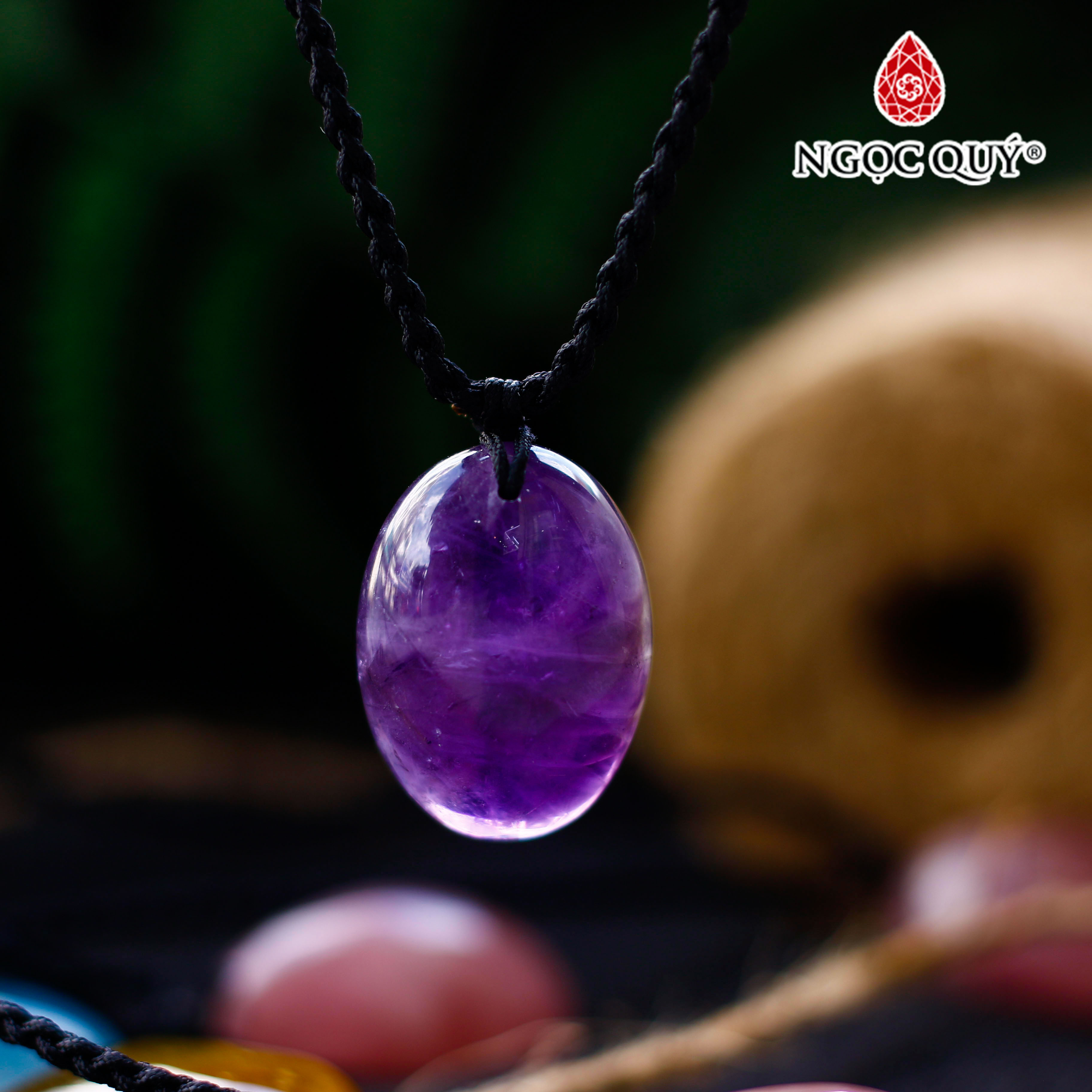 Mặt dây chuyền thạch anh tím hình oval - Ngọc Quý Gemstones