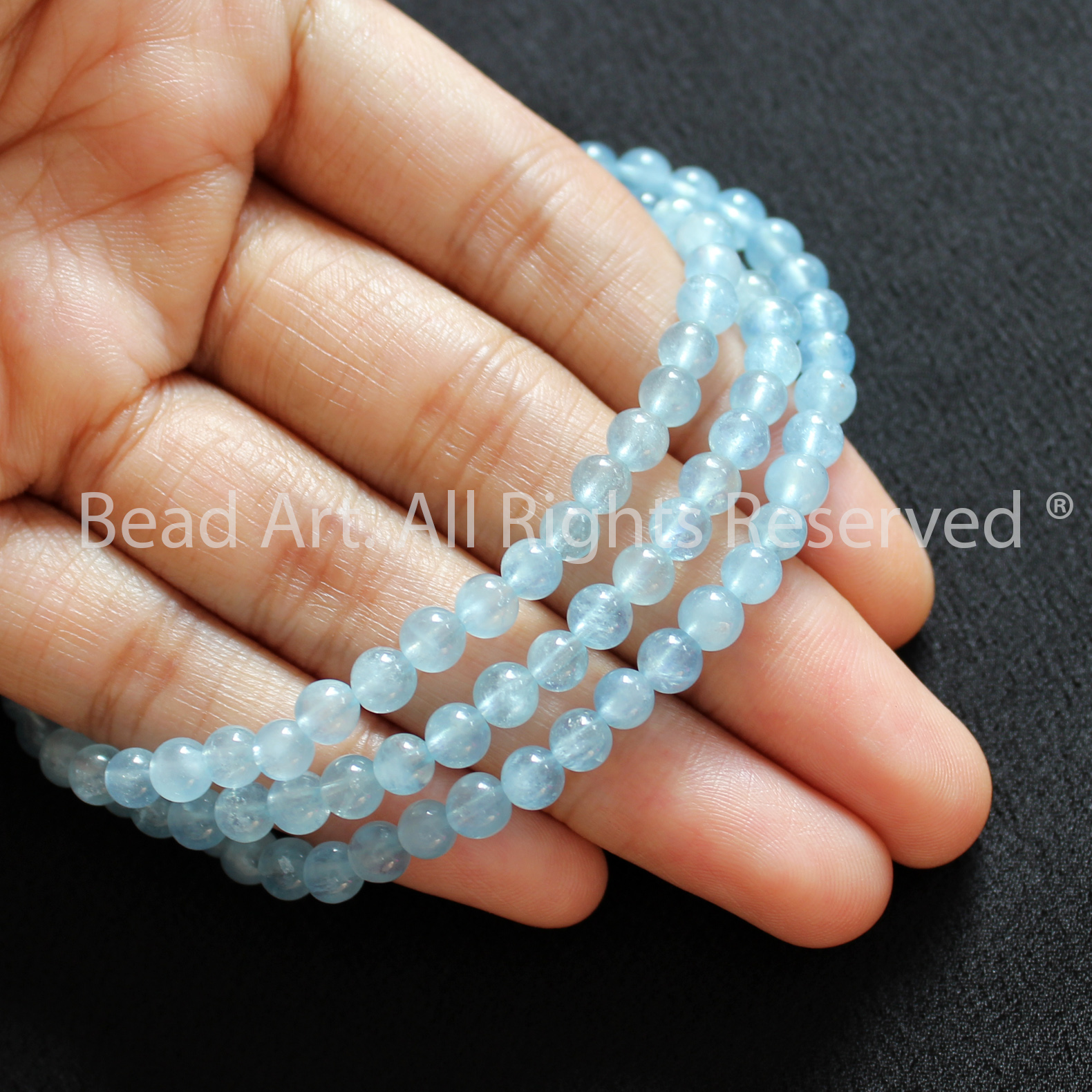 [5 Hạt/10 Hạt] 4.5MM Đá Aquamarine Hải Lam Ngọc Tự Nhiên Xanh Biển Loại AB, Mệnh Thuỷ, Mộc, Phối Vòng Tay Phong Thuỷ, Chuỗi Hạt - Bead Art