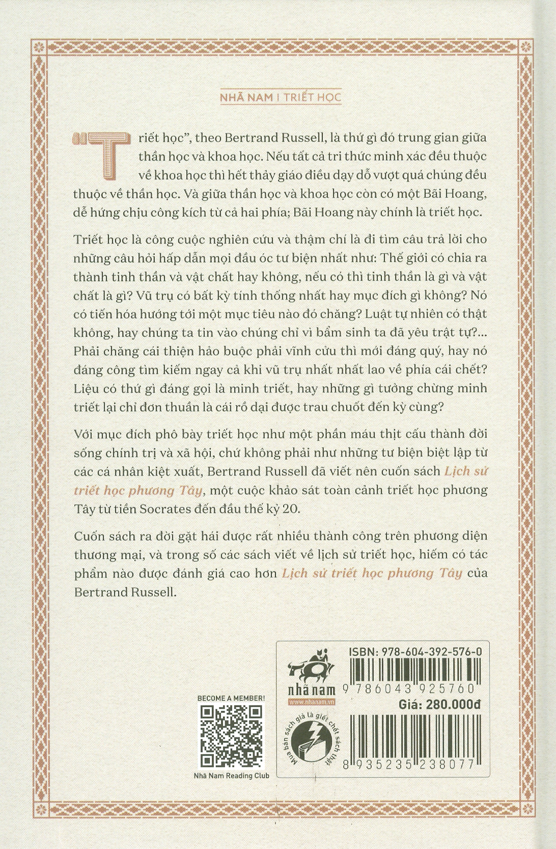 (Bìa Cứng In Màu) (Nobel Văn chương 1950) (Bộ 3 tập) LỊCH SỬ TRIẾT HỌC PHƯƠNG TÂY - Bertrand Russell - dịch giả Hồ Hồng Đăng - Nhã Nam