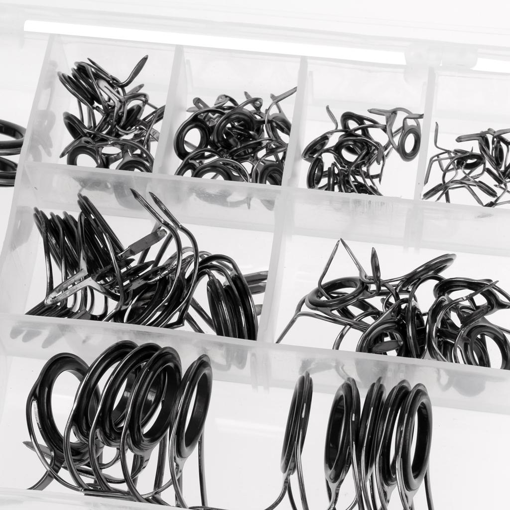 75Pcs Mixed Size Fishing Rod Rings Tip   Pole Repair Kit Line Guides Eyes