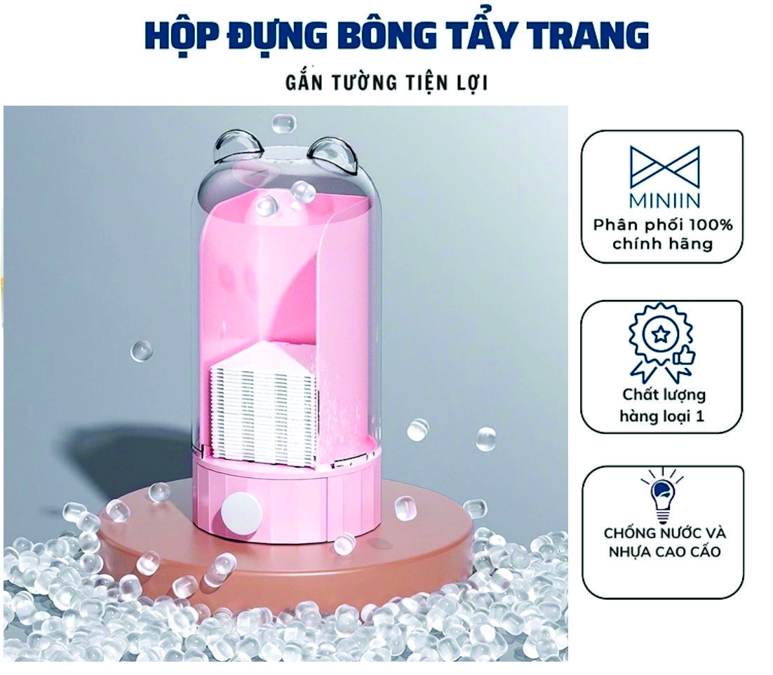 Ống Đựng Bông Tẩy Trang, Cột Tóc, Tăm Bông Treo Tường Thông Minh màu Ngẫu Nhiên- Hàng Loại 1 - Chính Hãng