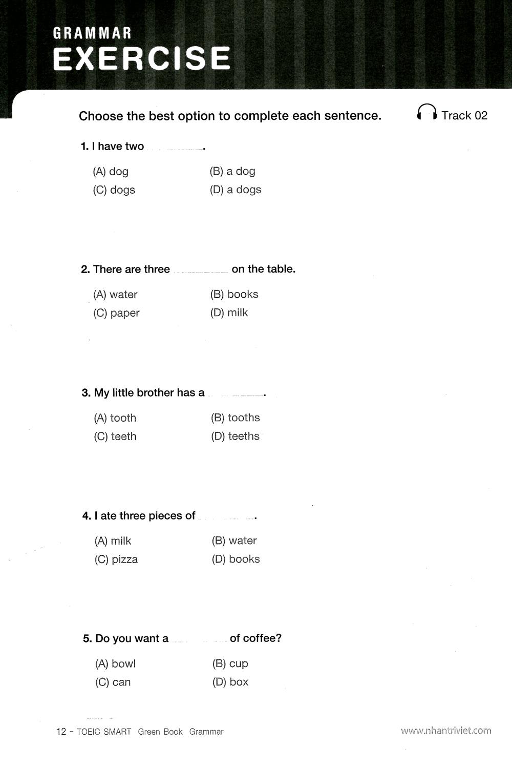 Sách Toeic Smart - Green Book Grammar (Kèm CD)
