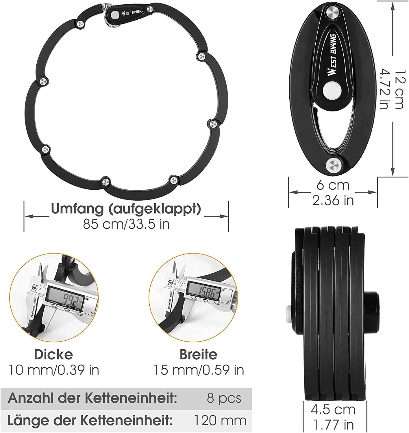 Khóa xe đạp có thể gập lại Bảo mật cao Khóa xe đạp dài 85cm có khóa giá đỡ