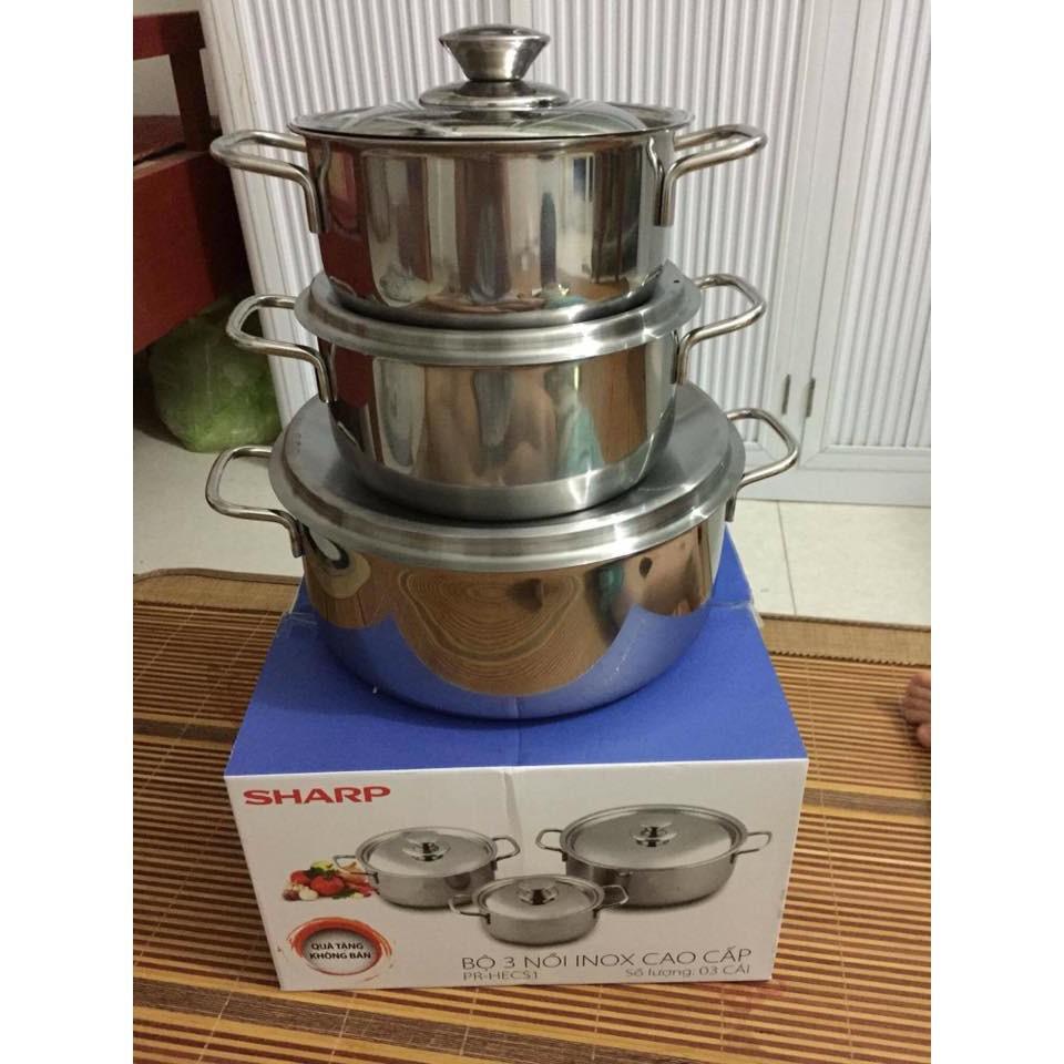 Bộ 3 nồi inox Sharp dùng được cho các loại bếp siêu bền