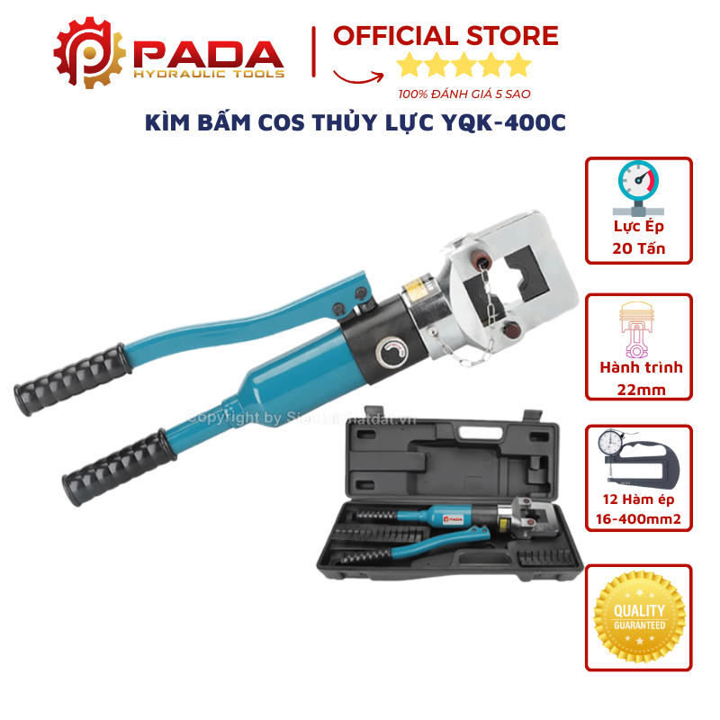 Kìm Bấm Cos Thủy Lực YQK-400C, Bảo hành 6 tháng