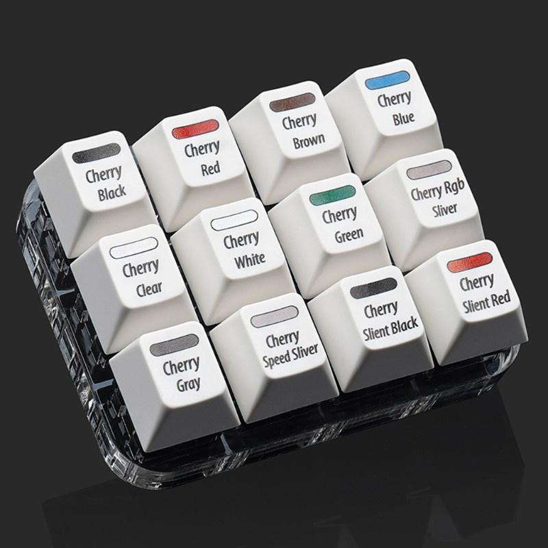 HSV White Keycaps Testing Tool Cherry 12 MX Switches Keyboard Tester Kit Clear Keycaps Sampler PCB Mechanical Keyboard